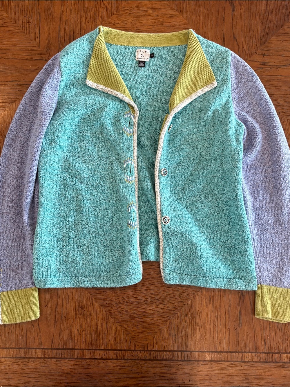 NIC+ZOE Colorblock Button-Front Cardigan Scandinavian